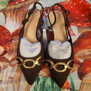 Women's Tabitha Oversized Chain Sling Back Heels with Memory Foam Insole
